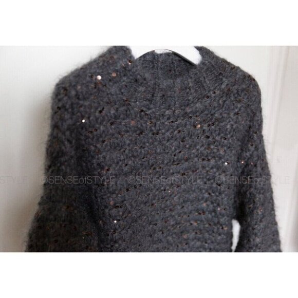 Brunello Cucinelli Sweater Top with Sequins Gray Size S - Picture 6 of 10